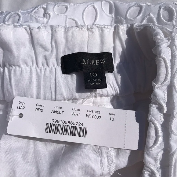 J Crew NEW Womens Palazzo Pants Size 10 Tie Waist Eyelet Lace White - Picture 5 of 7